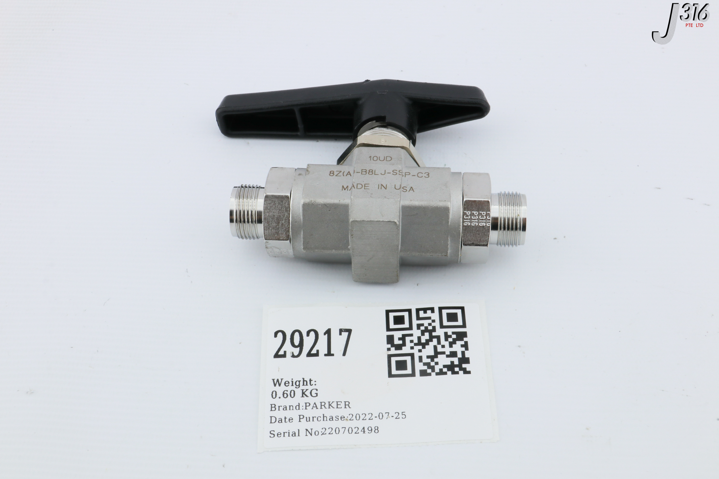 29217 PARKER TWO WAY B-SERIES BALL VALVE 8Z(A)-B8LJ-SSP-C3 – J316Gallery